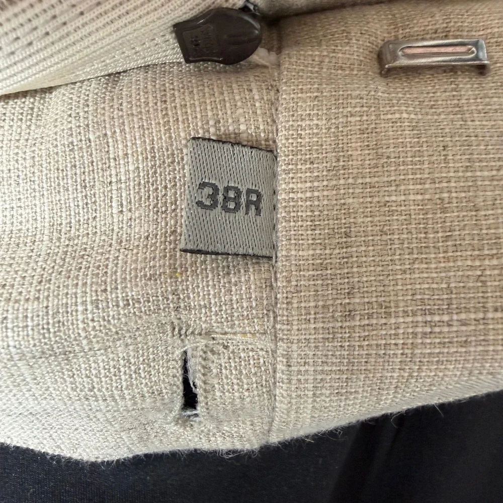 StudioSuits Dress Pants Mens 38 Beige Bespoke Linen Blend Trousers Hand Crafted